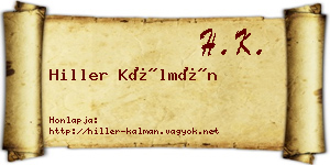 Hiller Kálmán névjegykártya
