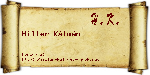 Hiller Kálmán névjegykártya